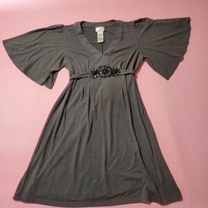 ICE Totally 2000s Y2K Vintage Statement Tie Belt Knit Dress Rhinestones Beads